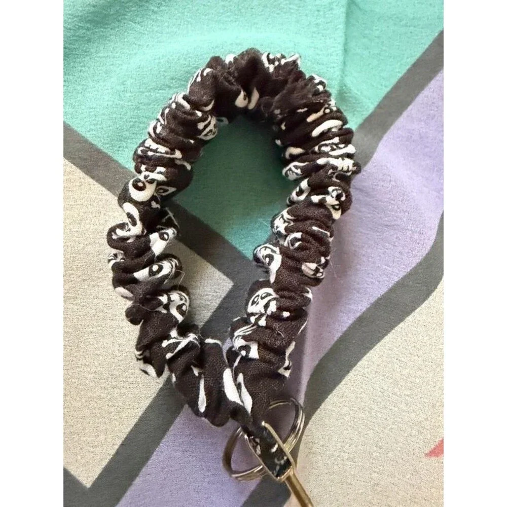 Skull & Crossbones Scrunchie Wristlet Keychain